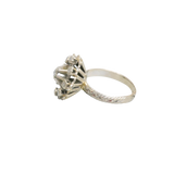 Bague or gris 9 diamants et son anneau ouvragé