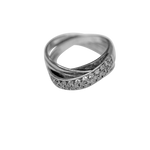 Bague en argent 925 2 anneaux dont un avec un pont de brillant
