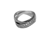 Bague en argent 925 2 anneaux dont un avec un pont de brillant