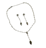 Parure en argent 925 avec boucles d'oreille et collier avec une pluie de brillants
