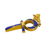 Pendentif or jaune croix égyptienne ornée de lapis lazuli