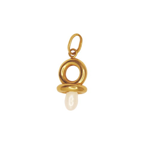 Pendentif or jaune avec une perle en forme de tétine