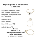 Bague or gris Toi et Moi enserrant 2 diamants