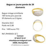 Bague or jaune 750 pavée de 39 diamants