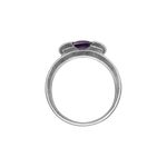 Bague or gris 12 diamants et 1 améthyste