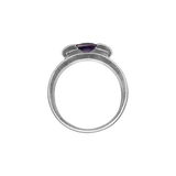 Bague or gris 12 diamants et 1 améthyste
