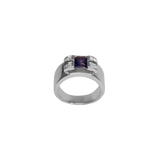 Bague or gris 12 diamants et 1 améthyste