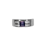 Bague or gris 12 diamants et 1 améthyste