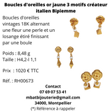 Boucles d'oreille or jaune 750, 3 motifs, créateur italien Bipiemme