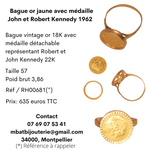 Bague or jaune avec médaille John et Robert Kennedy 1962