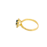 Bague or jaune 750, 8 diamants et un saphir