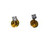 Boucles d'oreilles or jaune clous avec diamants