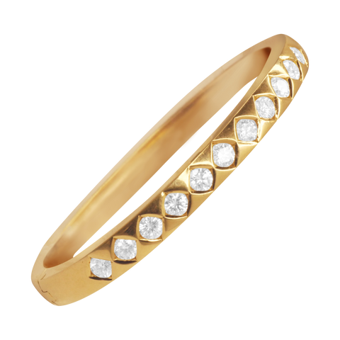 Bracelet jonc ovale articulé or jaune 750 avec ses 12 diamants