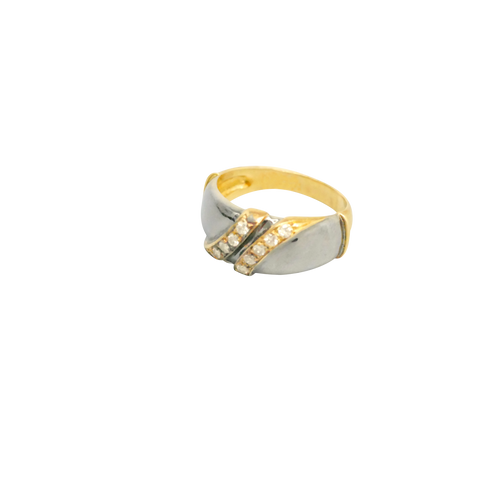 Bague or jaune 750 10 diamants en lignes transversales