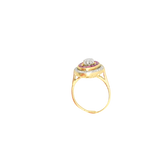 Bague or jaune 750 ovale avec diamants et rubis