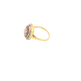Bague or jaune 750 ovale avec diamants et rubis