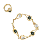 Parure Charles Jourdan, bracelet et bague plaqués or