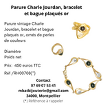 Parure Charle Jourdan, bracelet et bague plaqués or