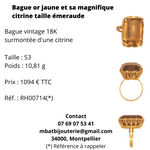 Bague or jaune et sa magnifique citrine taille émeraude