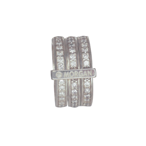 Bague Morgan argent 3 anneaux réunis par un pont