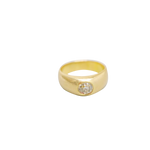 Bague jonc or jaune 750 incrustée d'un diamant