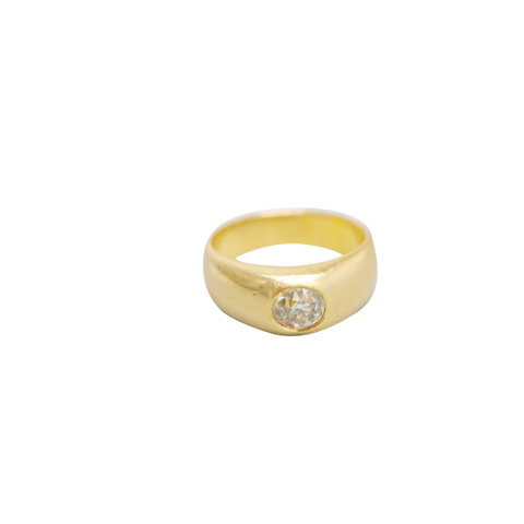 Bague jonc or jaune 750 incrustée d'un diamant