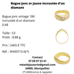 Bague jonc or jaune 750 incrustée d'un diamant