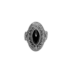 Bague en argent 925 avec une belle pierre noire