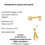 Pendentif or jaune 750 avec perle