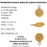 Pendentif or jaune 900, pièce de 2 pesos mexicains