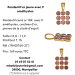 Pendentif or jaune 750 avec 9 améthystes