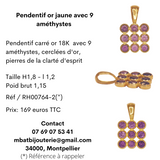 Pendentif or jaune 750 avec 9 améthystes