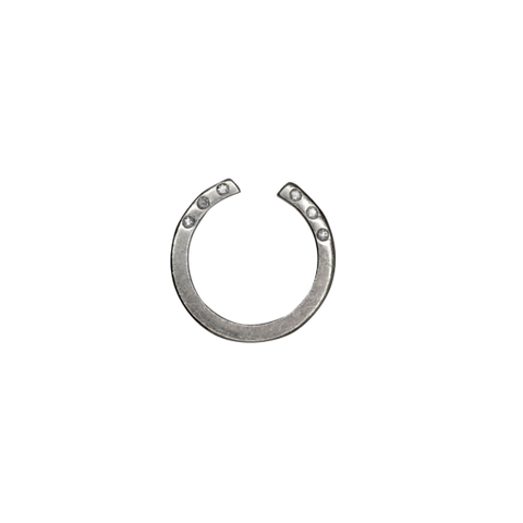 Bague or gris fer à cheval avec 14 diamants