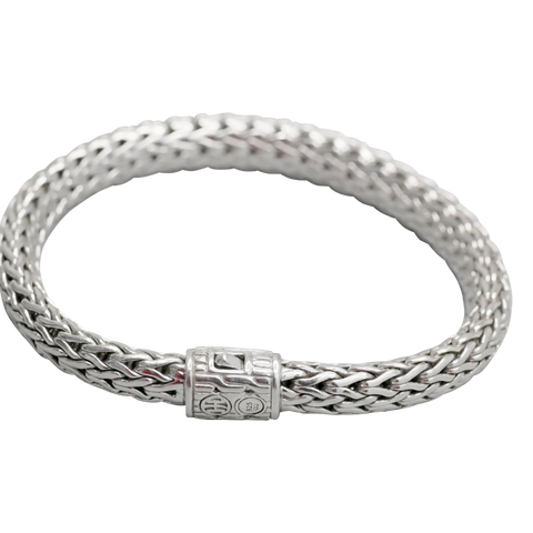 Bracelet argent mailles tressées orné de diamants
