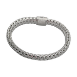 Bracelet argent mailles tressées orné de diamants