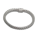 Bracelet argent mailles tressées orné de diamants