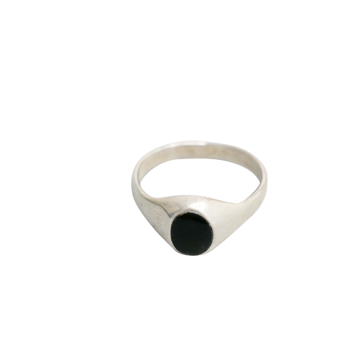 Bague argent 925 chevalière homme avec pierre noire