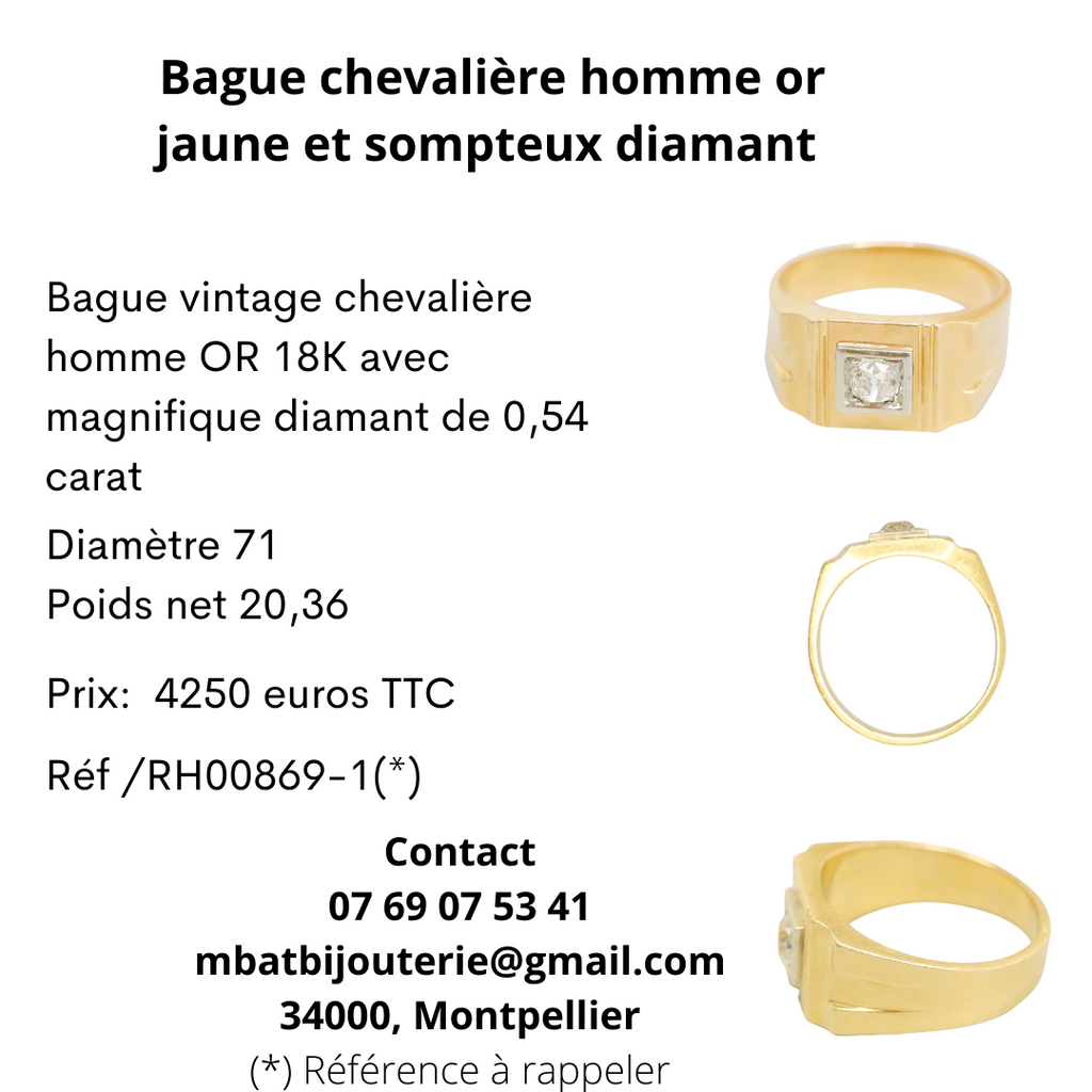 Chevali re homme or jaune et somptueux diamant Bijouterie MBAT