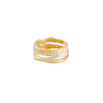 Bague or jaune 750, 4 anneaux 56 diamants