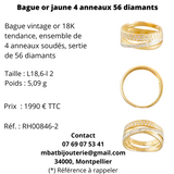 Bague or jaune 750, 4 anneaux 56 diamants