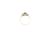 Bague or jaune 750, 10 diamants mettant en valeur un saphir
