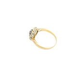 Bague or jaune 750, 10 diamants mettant en valeur un saphir