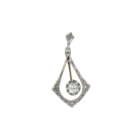 Pendentif en platine 850 et or jaune 750 avec 1 diamant central de 0,36 carat, mobile
