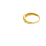 Bague or jaune 750 jonc ouvragé de stries autour d'un diamant