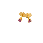 Parure or jaune et rubis, bague et boucles d'oreille