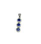 Pendentif argent serti de pierres blanches et bleues