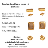 Boucles d'oreille or jaune 750 16 diamants