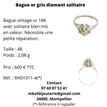 Bague or gris diamant solitaire