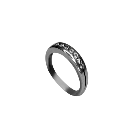 Bague or gris demie américaine 9 diamants