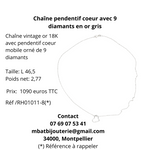 Collier pendentif cœur avec 9 diamants en or gris